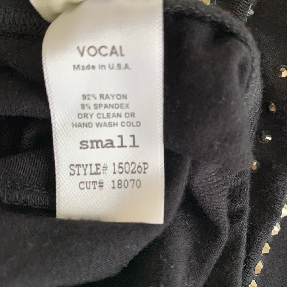 VOCAL APPAREL Black Leggings Rhinestone Stripes Smoky Quarts Look Women’s Small - Picture 8 of 14